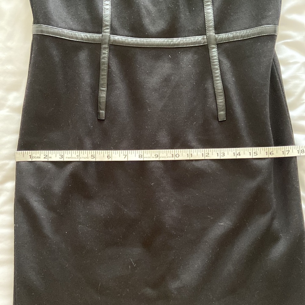 Trina Turk Katharine Black Faux Leather Piping Ponte Knit Sheath Dress - Picture 12 of 13